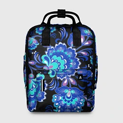 Рюкзак женский Синяя хохлома, цвет: 3D-принт
