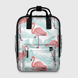 Женский рюкзак Узор фламинго и тропических растений