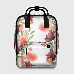 Женский рюкзак Цветы на белом