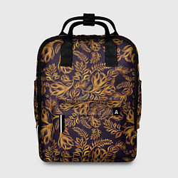 Рюкзак женский Лето золото цветы узор, цвет: 3D-принт
