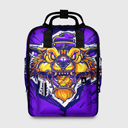 Рюкзак женский Граффити Лев фиолетовый, цвет: 3D-принт