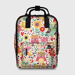 Рюкзак женский Красочные совы и цветы, цвет: 3D-принт