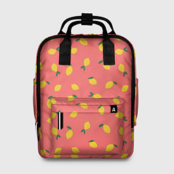 Рюкзак женский Лимоны на кораловом, цвет: 3D-принт