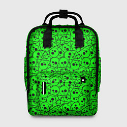 Женский рюкзак Черепа на кислотно-зеленом фоне