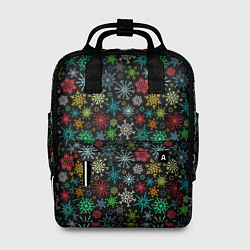Рюкзак женский Разноцветные Снежинки, цвет: 3D-принт