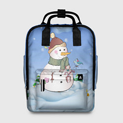 Рюкзак женский Веселый Снеговичок, цвет: 3D-принт