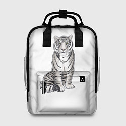 Рюкзак женский Сидящая белая тигрица, цвет: 3D-принт
