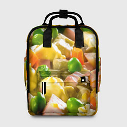 Рюкзак женский Весь в оливье, цвет: 3D-принт