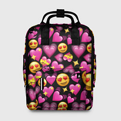 Рюкзак женский Эмодзи сердечки, цвет: 3D-принт