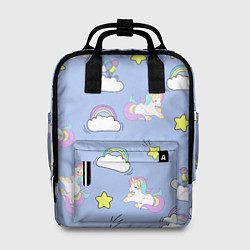 Рюкзак женский Единоржки и облака, цвет: 3D-принт