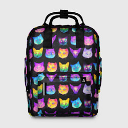 Рюкзак женский Кислотные морды котиков, цвет: 3D-принт