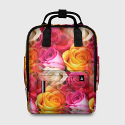 Рюкзак женский Красные, желтые и белые розы, цвет: 3D-принт