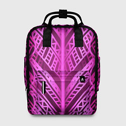 Женский рюкзак Неоновая абстракция Розовый светящийся узор на тем