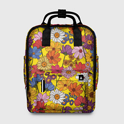 Женский рюкзак Цветочки-лютики на желтом фоне