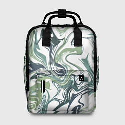 Рюкзак женский Зеленый мрамор Абстрактный узор с прожилками и раз, цвет: 3D-принт