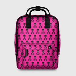 Рюкзак женский Розовый фон с черепами паттерн, цвет: 3D-принт