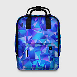 Рюкзак женский СИНЕ-ГОЛУБЫЕ полигональные кристаллы, цвет: 3D-принт