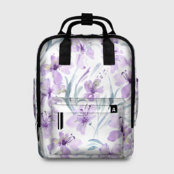 Рюкзак женский Цветы Фиолетовые Нарисованные Акварелью, цвет: 3D-принт
