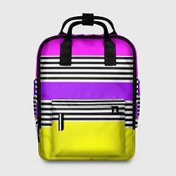 Рюкзак женский Яркие неоновые полосы в сочетании с черно-белыми п, цвет: 3D-принт