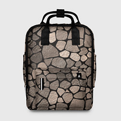 Рюкзак женский Черно-коричневая текстура камня, цвет: 3D-принт