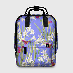 Рюкзак женский Цветы Белые Лилии и Красные Тигридии, цвет: 3D-принт