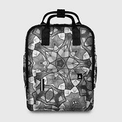 Рюкзак женский Черно-белый геометрический мозаичный узор, цвет: 3D-принт