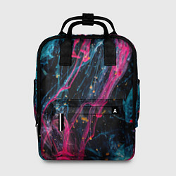 Рюкзак женский Неоновые краски во тьме - Розовый и голубой, цвет: 3D-принт