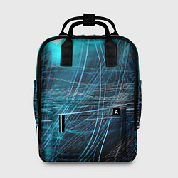 Рюкзак женский Неоновые волны и линии - Голубой, цвет: 3D-принт
