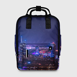 Рюкзак женский Неоновый ночной город - Фиолетовый, цвет: 3D-принт