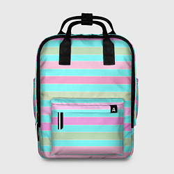 Женский рюкзак Pink turquoise stripes horizontal Полосатый узор