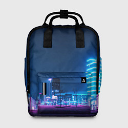 Рюкзак женский Неоновый ночной город - Светло-синий, цвет: 3D-принт