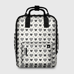 Рюкзак женский Сердечки черно-белые паттерн, цвет: 3D-принт