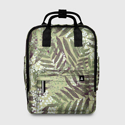Рюкзак женский Зелёные и Белые Листья Джунглей, цвет: 3D-принт