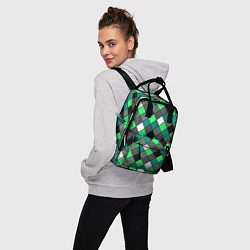 Рюкзак женский Геометрический узор в зеленых и черный тонах, цвет: 3D-принт — фото 2