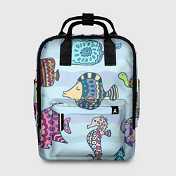 Рюкзак женский Кит, черепаха, акула и другие обитатели океана, цвет: 3D-принт