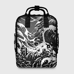 Рюкзак женский Черно-белые волны, цвет: 3D-принт