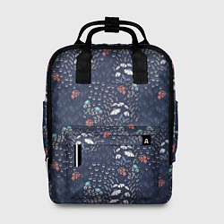 Женский рюкзак Мелкие цветочки на синем паттерн
