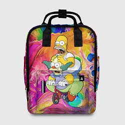 Рюкзак женский Гомер Симпсон и клоун Красти едут на детском велос, цвет: 3D-принт