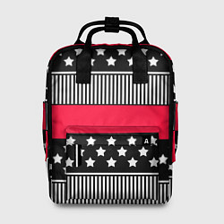 Женский рюкзак Red and black pattern with stripes and stars