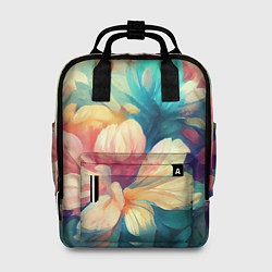 Женский рюкзак Цветочный букет нарисованный маслом