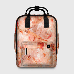Рюкзак женский Гранжевый цветочный узор, коралловый фон, цвет: 3D-принт