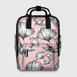 Женский рюкзак Графичные цветы на пудровом фоне