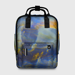 Рюкзак женский Абстрактные мазки красок и силуэт - Синий, цвет: 3D-принт