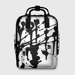 Рюкзак женский Чёрные кляксы на белом фоне - минимализм, цвет: 3D-принт