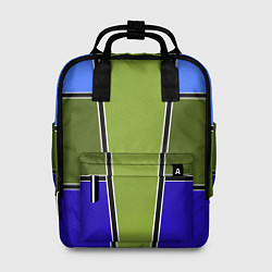 Рюкзак женский Зелено- синий геометрический дизайн, цвет: 3D-принт