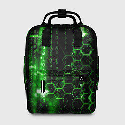 Рюкзак женский Зелёный программный код, цвет: 3D-принт