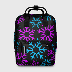 Рюкзак женский Неоновые снежинки, цвет: 3D-принт