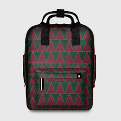 Рюкзак женский Красные и зеленые треугольники, цвет: 3D-принт