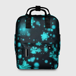Рюкзак женский Неоновые снежинки на черном фоне, цвет: 3D-принт