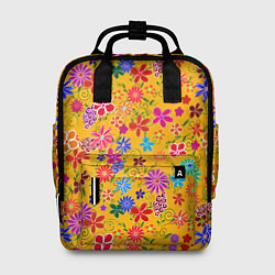 Рюкзак женский Нарисованные цветы - орнамент, цвет: 3D-принт